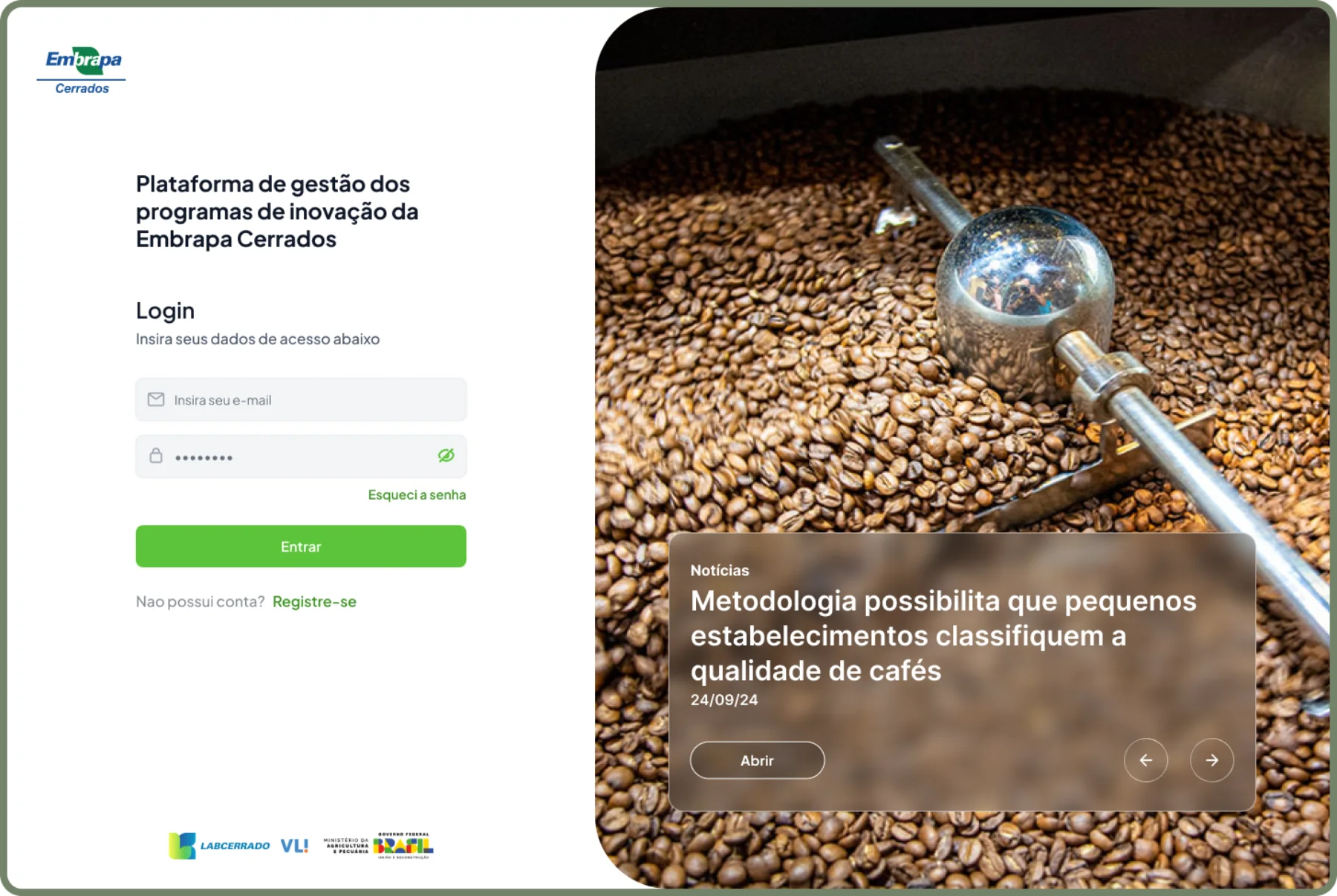 Acesso à plataforma Embrapa